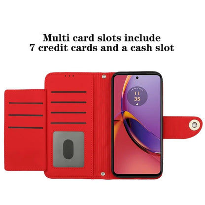 YB Imprinting Series-8 for Motorola Moto G84 5G Magnetic Phone Case Wallet Anti-scratch Cover with 7 Card Slots