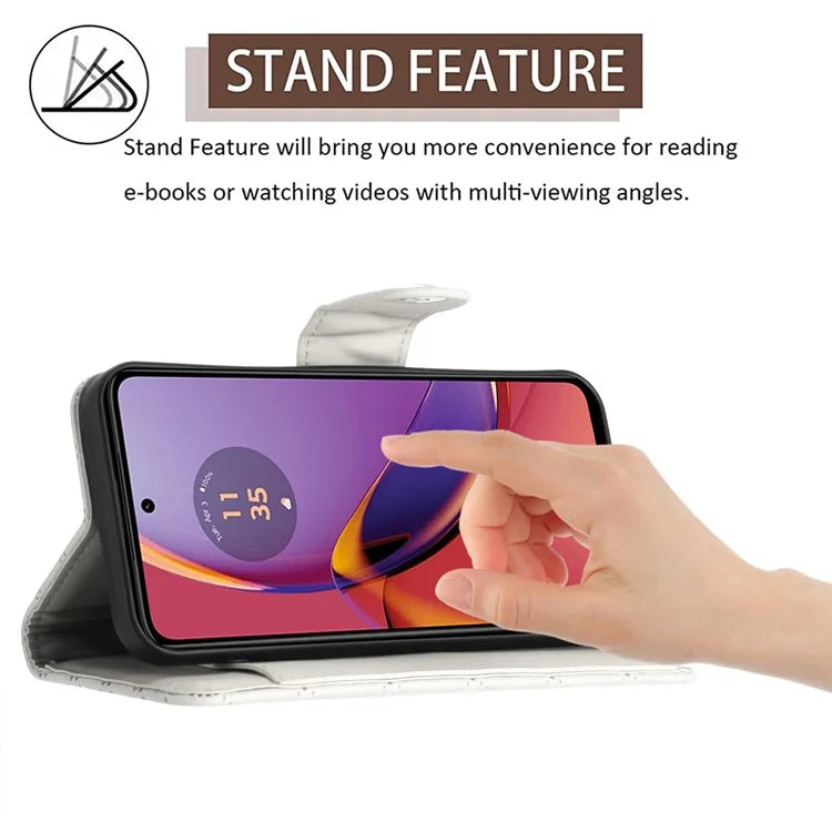 YB Imprinting Series-8 for Motorola Moto G84 5G Magnetic Phone Case Wallet Anti-scratch Cover with 7 Card Slots