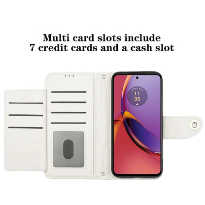 YB Imprinting Series-8 for Motorola Moto G84 5G Magnetic Phone Case Wallet Anti-scratch Cover with 7 Card Slots