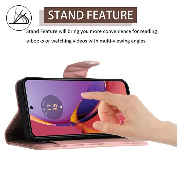 YB Imprinting Series-8 for Motorola Moto G84 5G Magnetic Phone Case Wallet Anti-scratch Cover with 7 Card Slots