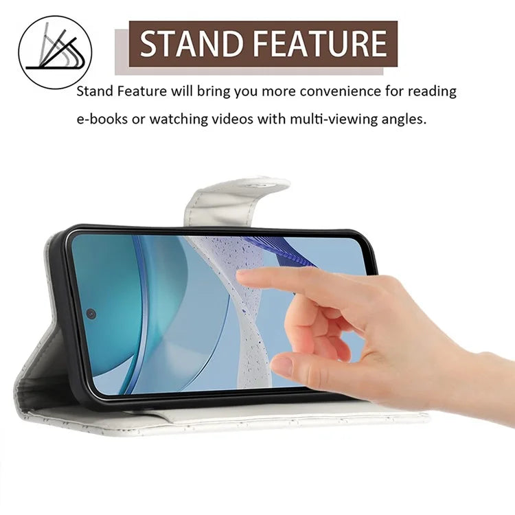 YB Imprinting Series-8 for Motorola Moto G53 5G / G23 4G / G13 4G Wallet Case Leather Phone Cover