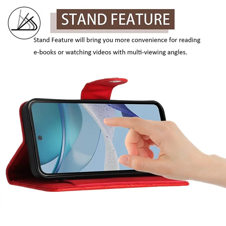 YB Imprinting Series-8 for Motorola Moto G53 5G / G23 4G / G13 4G Wallet Case Leather Phone Cover