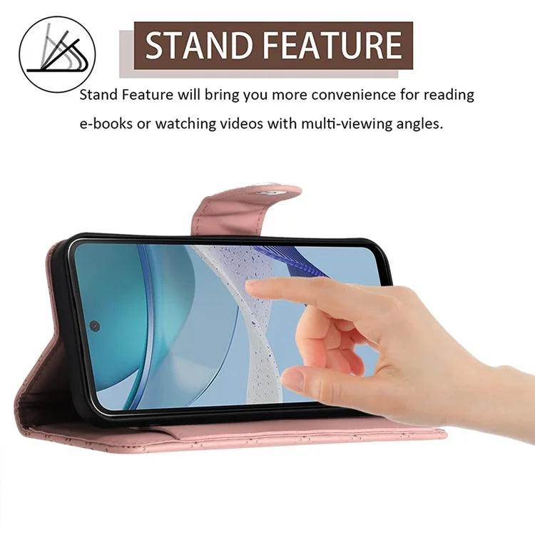 YB Imprinting Series-8 for Motorola Moto G53 5G / G23 4G / G13 4G Wallet Case Leather Phone Cover