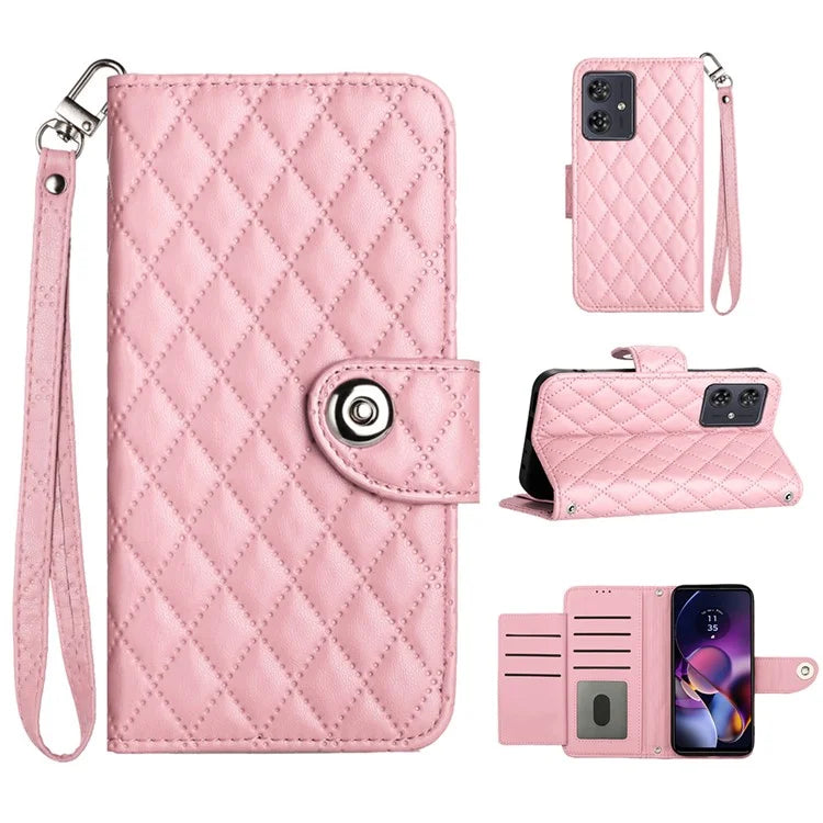 YB Imprinting Series-8 for Motorola Moto G54 5G Case PU Leather Wallet Stand Cover with 7 Card Slots