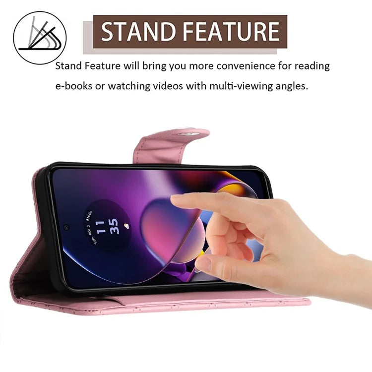 YB Imprinting Series-8 for Motorola Moto G54 5G Case PU Leather Wallet Stand Cover with 7 Card Slots