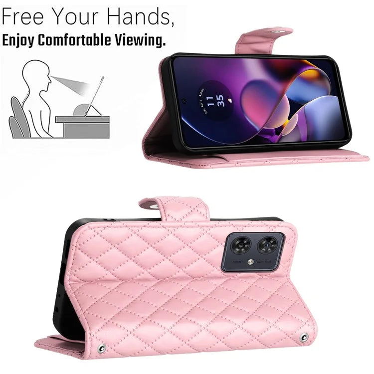 YB Imprinting Series-8 for Motorola Moto G54 5G Case PU Leather Wallet Stand Cover with 7 Card Slots