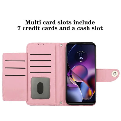 YB Imprinting Series-8 for Motorola Moto G54 5G Case PU Leather Wallet Stand Cover with 7 Card Slots