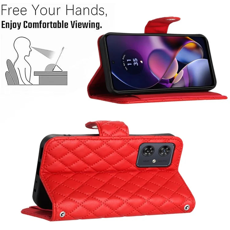 YB Imprinting Series-8 for Motorola Moto G54 5G Case PU Leather Wallet Stand Cover with 7 Card Slots