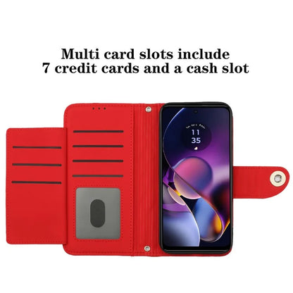 YB Imprinting Series-8 for Motorola Moto G54 5G Case PU Leather Wallet Stand Cover with 7 Card Slots