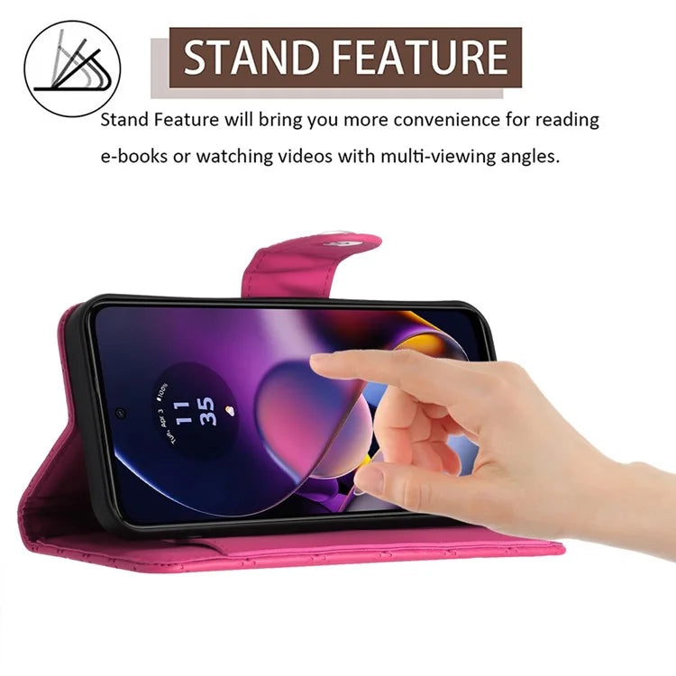 YB Imprinting Series-8 for Motorola Moto G54 5G Case PU Leather Wallet Stand Cover with 7 Card Slots
