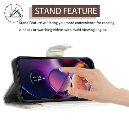 YB Imprinting Series-8 for Motorola Moto G54 5G Case PU Leather Wallet Stand Cover with 7 Card Slots