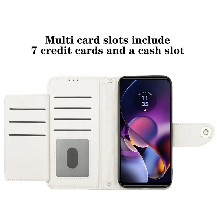 YB Imprinting Series-8 for Motorola Moto G54 5G Case PU Leather Wallet Stand Cover with 7 Card Slots