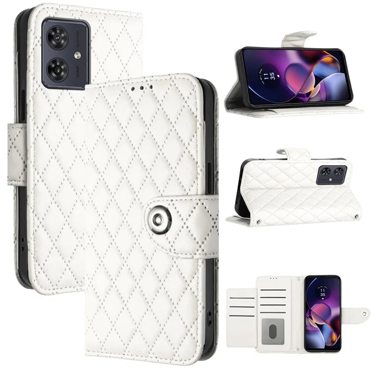 YB Imprinting Series-8 for Motorola Moto G54 5G Case PU Leather Wallet Stand Cover with 7 Card Slots