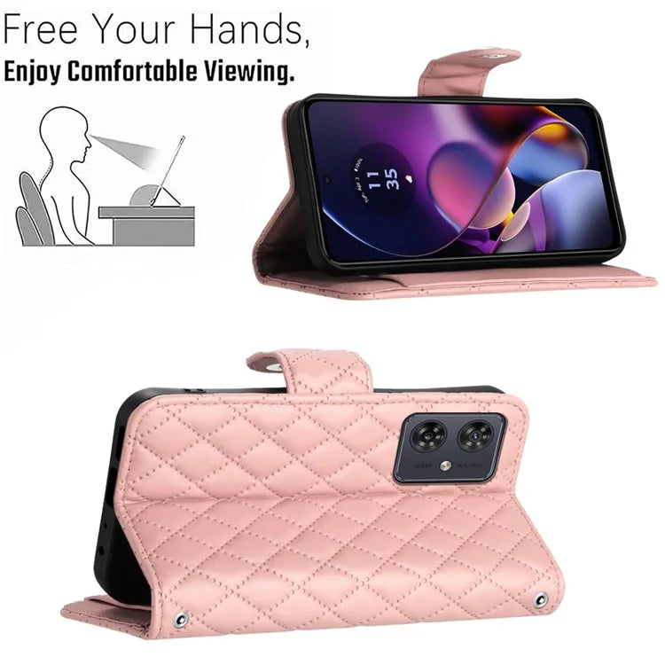 YB Imprinting Series-8 for Motorola Moto G54 5G Case PU Leather Wallet Stand Cover with 7 Card Slots