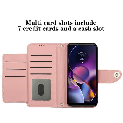 YB Imprinting Series-8 for Motorola Moto G54 5G Case PU Leather Wallet Stand Cover with 7 Card Slots