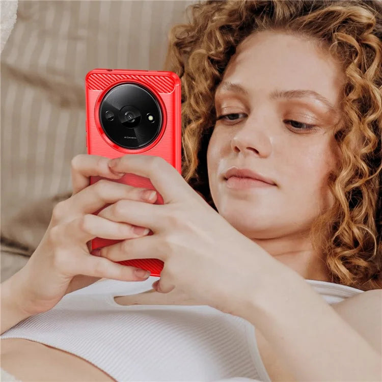 For Xiaomi Redmi A3 TPU Case Brushed Carbon Fiber Texture Phone Cover