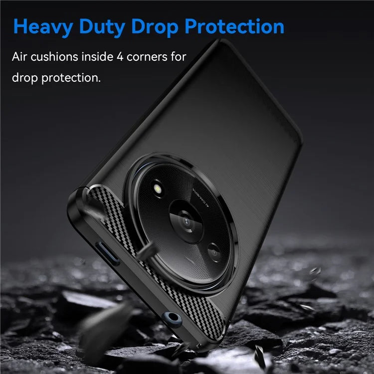 For Xiaomi Redmi A3 TPU Case Brushed Carbon Fiber Texture Phone Cover