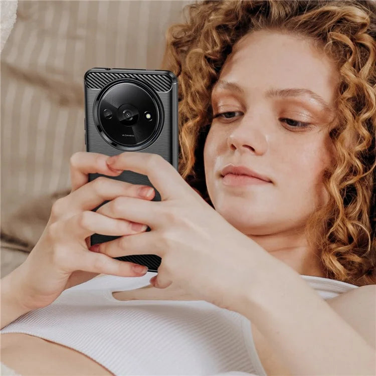 For Xiaomi Redmi A3 TPU Case Brushed Carbon Fiber Texture Phone Cover