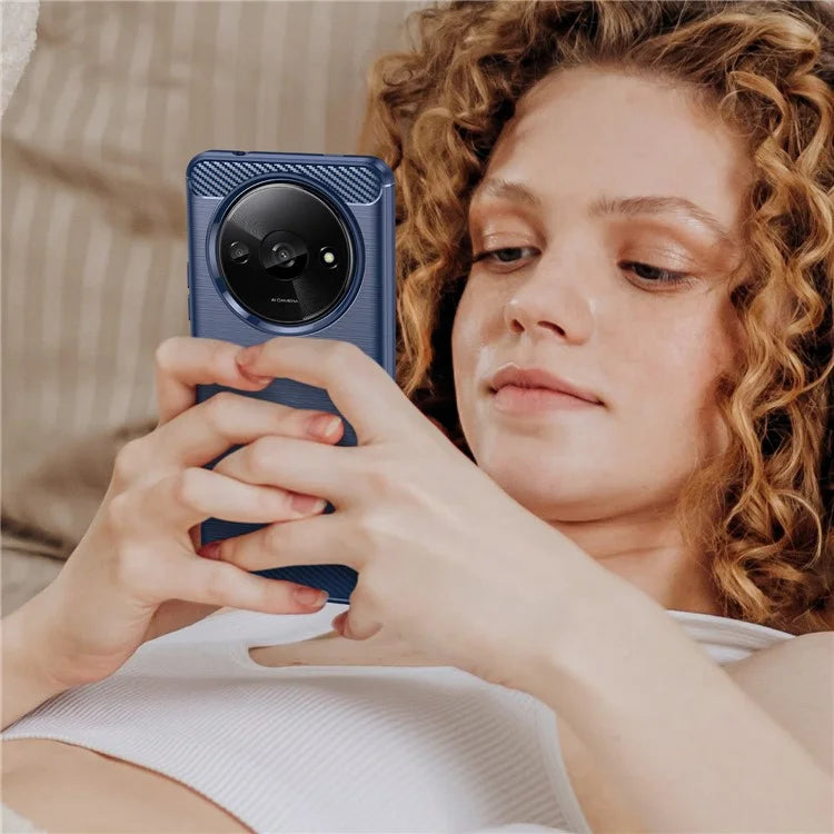 For Xiaomi Redmi A3 TPU Case Brushed Carbon Fiber Texture Phone Cover