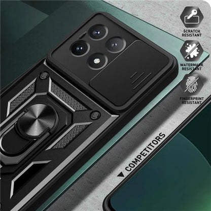 For Xiaomi Poco X6 Pro 5G / Redmi K70E 5G Case PC+TPU Anti-drop Phone Cover with Slide Lens Window