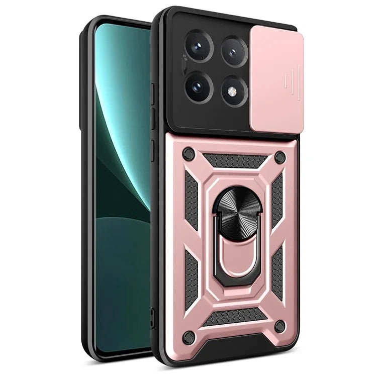 For Xiaomi Poco X6 Pro 5G / Redmi K70E 5G Case PC+TPU Anti-drop Phone Cover with Slide Lens Window
