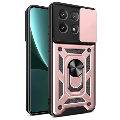 For Xiaomi Poco X6 Pro 5G / Redmi K70E 5G Case PC+TPU Anti-drop Phone Cover with Slide Lens Window
