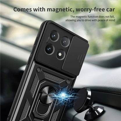 For Xiaomi Poco X6 Pro 5G / Redmi K70E 5G Case PC+TPU Anti-drop Phone Cover with Slide Lens Window