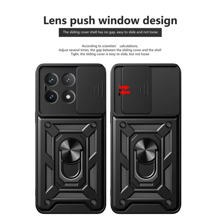 For Xiaomi Poco X6 Pro 5G / Redmi K70E 5G Case PC+TPU Anti-drop Phone Cover with Slide Lens Window