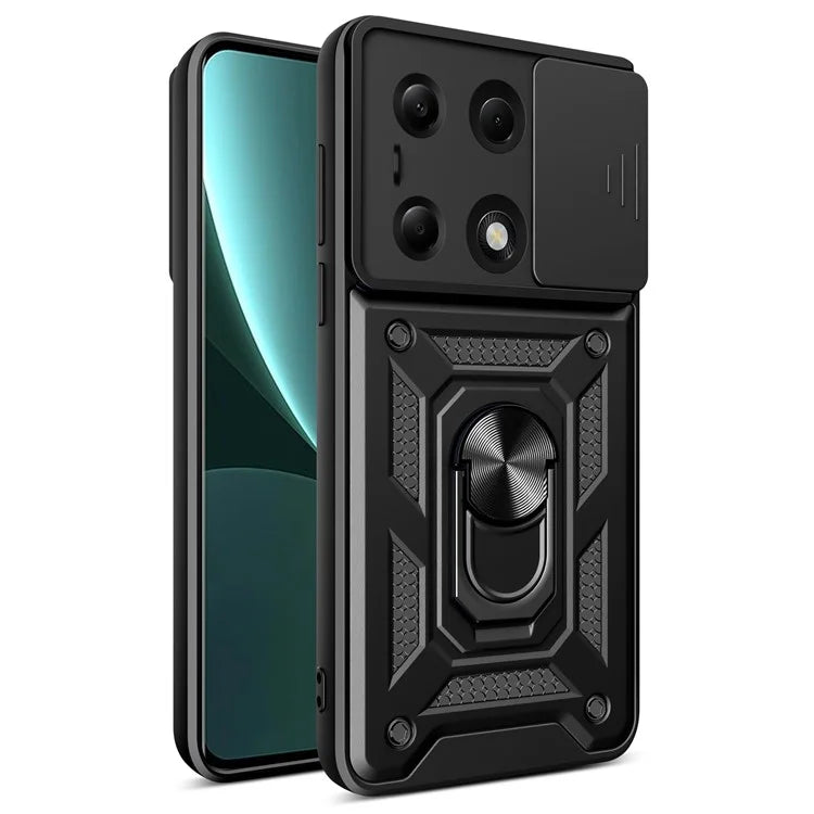 For Xiaomi Redmi Note 13 Pro 4G / Poco M6 Pro 4G Phone Case Slide Lens Guard Bump Proof PC+TPU Shell