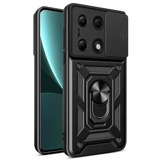 For Xiaomi Redmi Note 13 Pro 4G / Poco M6 Pro 4G Phone Case Slide Lens Guard Bump Proof PC+TPU Shell