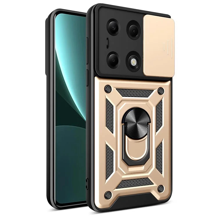 For Xiaomi Redmi Note 13 Pro 4G / Poco M6 Pro 4G Phone Case Slide Lens Guard Bump Proof PC+TPU Shell