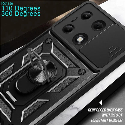 For Xiaomi Redmi Note 13 Pro 4G / Poco M6 Pro 4G Phone Case Slide Lens Guard Bump Proof PC+TPU Shell