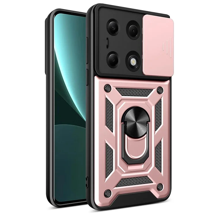 For Xiaomi Redmi Note 13 Pro 4G / Poco M6 Pro 4G Phone Case Slide Lens Guard Bump Proof PC+TPU Shell