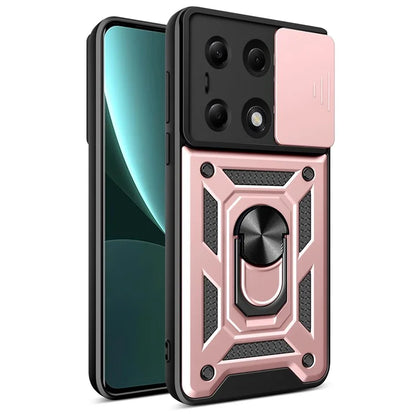 For Xiaomi Redmi Note 13 Pro 4G / Poco M6 Pro 4G Phone Case Slide Lens Guard Bump Proof PC+TPU Shell