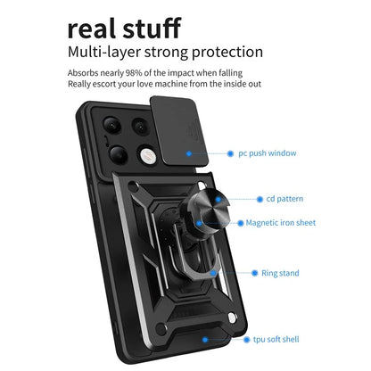 For Xiaomi Redmi Note 13 4G Case Scratch-resistant PC+TPU Kickstand Phone Shell