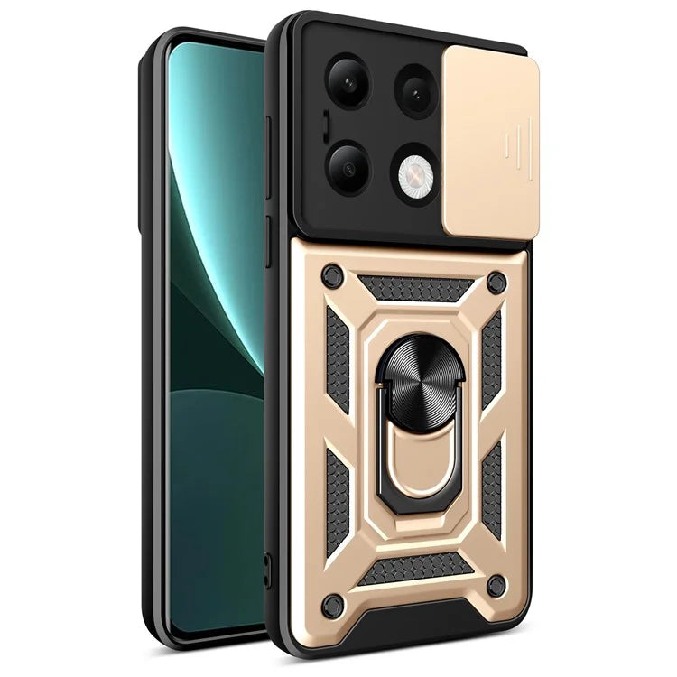 For Xiaomi Redmi Note 13 4G Case Scratch-resistant PC+TPU Kickstand Phone Shell