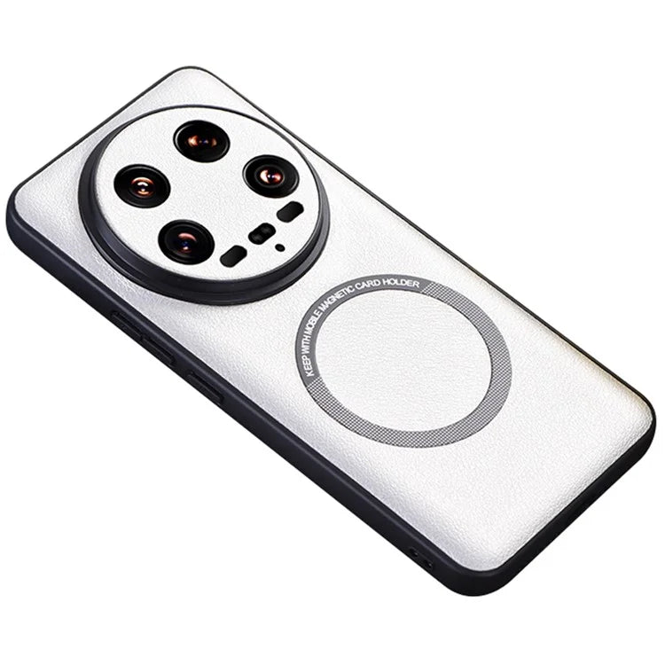 For Xiaomi 14 Ultra Magnetic Case PU Leather Coated TPU Cover Compatible with MagSafe