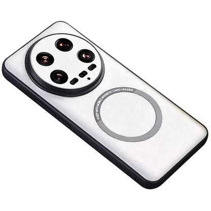 For Xiaomi 14 Ultra Magnetic Case PU Leather Coated TPU Cover Compatible with MagSafe
