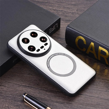 For Xiaomi 14 Ultra Magnetic Case PU Leather Coated TPU Cover Compatible with MagSafe
