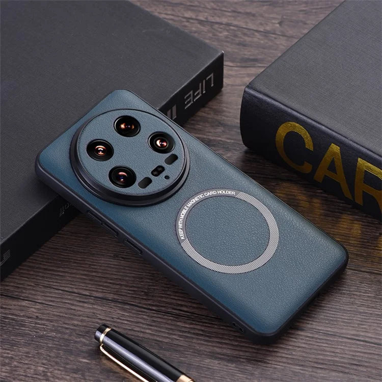 For Xiaomi 14 Ultra Magnetic Case PU Leather Coated TPU Cover Compatible with MagSafe