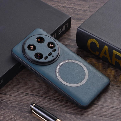 For Xiaomi 14 Ultra Magnetic Case PU Leather Coated TPU Cover Compatible with MagSafe