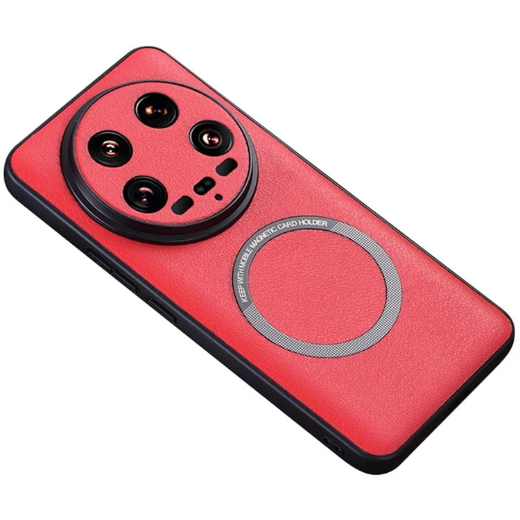 For Xiaomi 14 Ultra Magnetic Case PU Leather Coated TPU Cover Compatible with MagSafe
