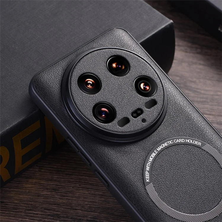 For Xiaomi 14 Ultra Magnetic Case PU Leather Coated TPU Cover Compatible with MagSafe