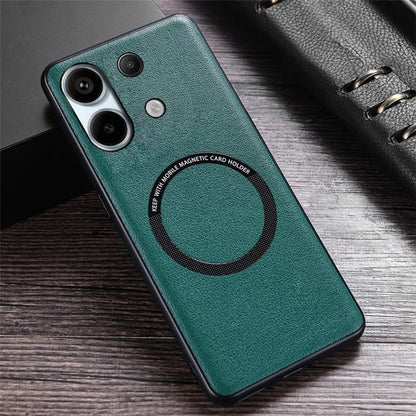 For Xiaomi Redmi Note 13 4G Magnetic Case PU Leather Coated TPU Phone Cover