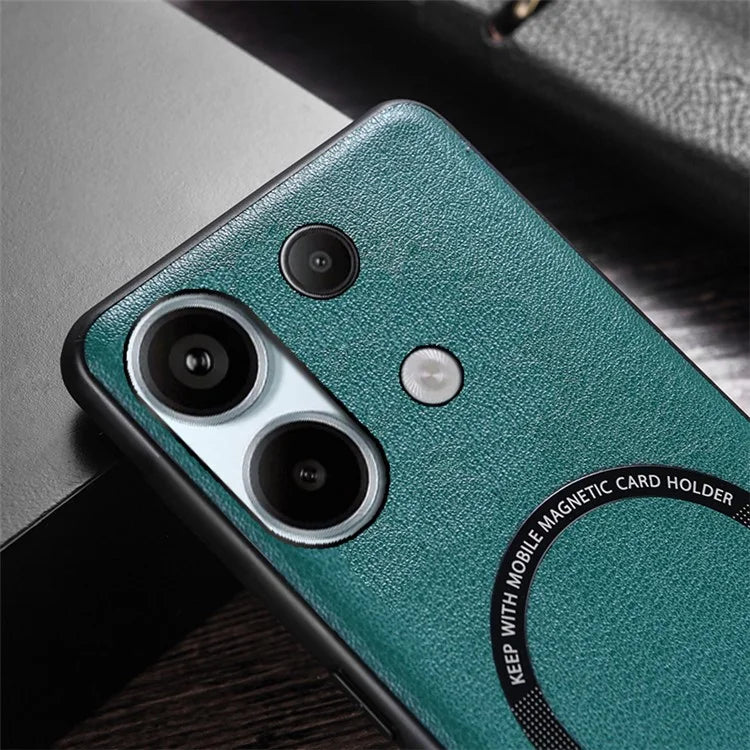 For Xiaomi Redmi Note 13 4G Magnetic Case PU Leather Coated TPU Phone Cover
