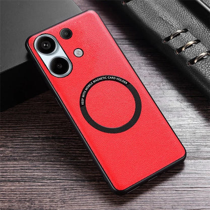 For Xiaomi Redmi Note 13 4G Magnetic Case PU Leather Coated TPU Phone Cover