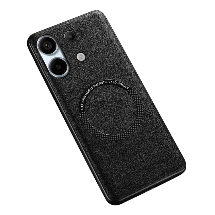 For Xiaomi Redmi Note 13 4G Magnetic Case PU Leather Coated TPU Phone Cover