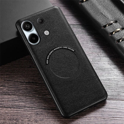 For Xiaomi Redmi Note 13 4G Magnetic Case PU Leather Coated TPU Phone Cover