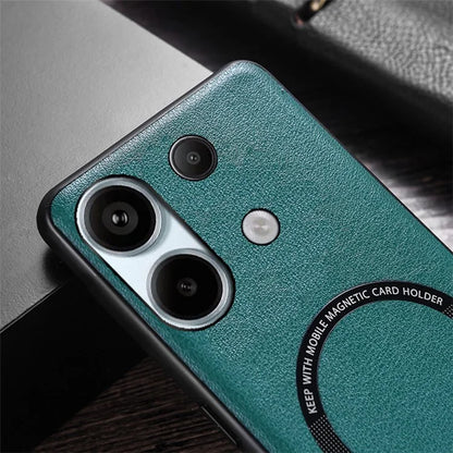 For Xiaomi Redmi Note 13 4G Magnetic Case PU Leather Coated TPU Phone Cover