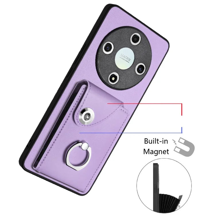 YB Leather Coating Series-7 for Honor X9b 5G / Magic6 Lite 5G Case Card Holder Protective Shell